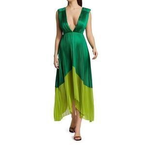 AMUR Amelia Pleated V-Neck Colorblock Dress Size 8